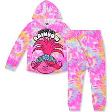 Children's Clothing Universal Little Boys and Girls Light Pink Trolls Tie-Dye Pullover Hoodie and Jogger Set Light Pink