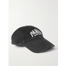 Balenciaga Headgear Balenciaga Cities Logo-Embroidered Distressed Organic Cotton-Twill Baseball Cap Men Black