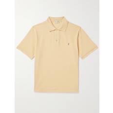 Saint Laurent Logo-Embroidered Cotton-Blend Piqué Polo Men Yellow