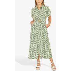 Yumi Geometric Belted Shirt Midi Dress