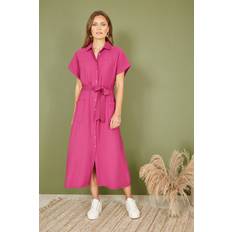 Viscose Dresses Yumi Relaxed Shirt Midi Dress, Pink