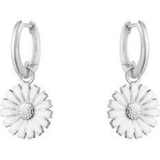 Georg Jensen Daisy ørering sølv og hvid emalje