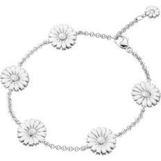 Dame - Rhodiumbelagt Armbånd Georg Jensen Daisy armbånd sølv og hvid emalje
