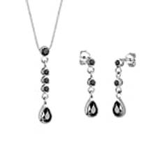 Noir Parures de bijoux Elli Schmuckset Tropfen Zirkonia 925 Sterling Silber