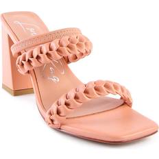 Orange - Women Heeled Sandals London Rag Arnie Sandal Women's Coral Heels Sandals Block Slide