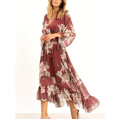 Yumi Kimono Midi Wrap Dress - Rose Pink