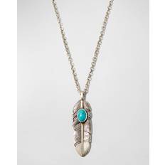 Bijoux John Varvatos Collection Sterling Silver Artisan Metals Feather Turquoise Pendant Necklace