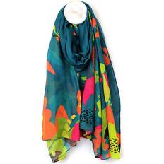 Damen - Türkis Halstücher & Schals Pom Teal And Multi Tropical Paradise Print Repreve Scarf