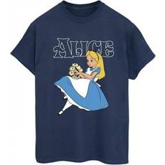 Oberteile Disney Womens/Ladies Alice In Wonderland Flowers Cotton Boyfriend T-Shirt