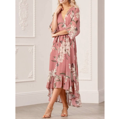 Yumi Kimono Midi Wrap Dress - Peach