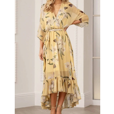 Yumi Kimono Midi Wrap Dress - Yellow