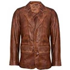 4XL - Man Blazers Infinity Leather Heren Blazerjack Santiago - Bruin