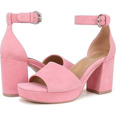 Rosa Sandaletten Naturalizer Pearlyn Dress Sandals, Flamingo Pink Suede Leather, 10.0M Peep Toe, Block Heels, Ankle Strap, Non-Slip Outsole Flamingo Pink Suede 10.0M