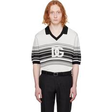 Dolce & Gabbana Polo Shirts Dolce & Gabbana Off-White Black Jacquard Polo BIANCO/NERO IT