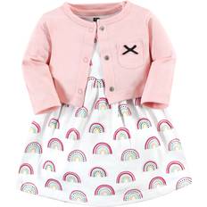 Hudson Toddler Cotton Dress and Cardigan Set - Modern Rainbow