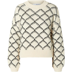 Selected Olivia Printed Cropped Knit Sweater - Birch