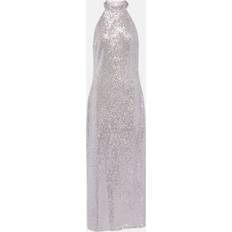 Rixo Zuri sequined halterneck maxi dress purple
