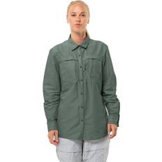 Damen - Grün Blusen Jack Wolfskin Barrier L/S Shirt Women Bluse Mit Mückenschutz Damen hedge green hedge green