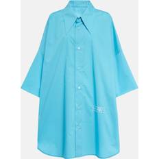 Turquoise - Women Shirts MM6 Maison Margiela Oversized cotton shirt blue