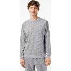 Lacoste Sleepwear Lacoste Printed Cotton Fleece Lounge Sweatshirt Grey Chine Dark Grey