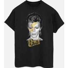 David Bowie Aladdin Sane Gold Bolt Cotton Boyfriend T-Shirt Black