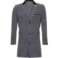 Truclothing 3/4 Long Overcoat Jacket Herringbone Tweed Coat Peaky Blinder Grey