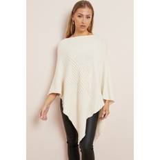 Nylon Capes & Ponchos Ivory Soft Knit Poncho with Star Detail ONE UK 8-14