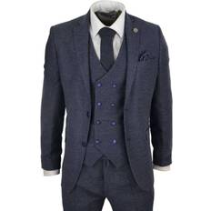 Truclothing Wool Piece Suit Double Breasted Waistcoat Tweed Peaky Blinders 1920s Navy 50R