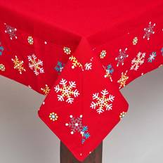 Cotton Tablecloths Homescapes Cotton Christmas Snowflake Border Tablecloth Red