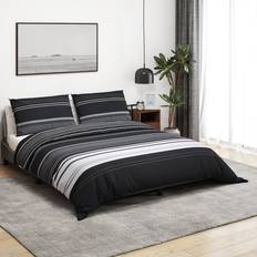 vidaXL sengetøj 220x240 bomuld Dynebetræk Sort, Hvid (240x220cm)