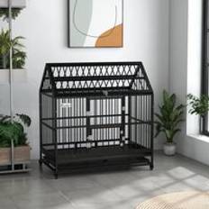 Pawhut 48&#34; Heavy Duty Dog Crate On Wheels