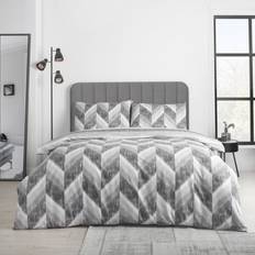 Catherine Lansfield Kamari Stripe Reversible Single Duvet Cover Grey, Black, White (200x135cm)