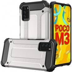 Xiaomi note 10 pro Hurtel Hybrid Armor Case Tough Rugged Cover for Xiaomi Redmi Note 10 5G Poco M3 Pro silver