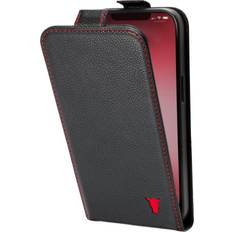 Torro iPhone 12 iPhone 12 Pro Leather Flip Case MagSafe Charging Black with Red Detail