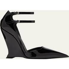 Ferragamo Vidia Patent Leather Ankle-Strap Wedge Pumps