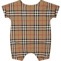 1-3M Monos Burberry Check Stretch Cotton Playsuit - Archive Beige (80763611)