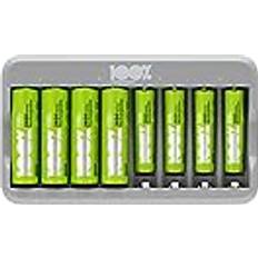 100%PeakPower 100% PeakPower Laddare för 8 batterier med 4-pack AA 2300mAh och 4-pack AAA 800mAh NiMH-batterier 100% PeakPower Lätt USB-driven AA och AAA batteriladdare Smarta säkerhets