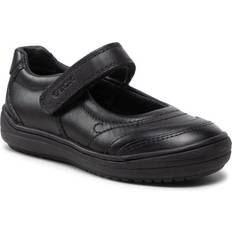 Ballerinas Geox Hadriel I Girls Leather Touch Fasten School Shoes - Black