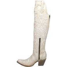 Corral Women's Glitter Overlay Tall Western Boot Snip Toe Beige/Khaki