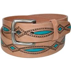 Turquoise Belts CTM Men's Oil Tanned Leather Belt with Embossed Turquoise Accents