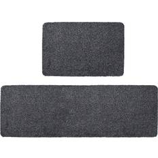 Polyester Entrance Mats JVL Tanami Charcoal Barrier Black