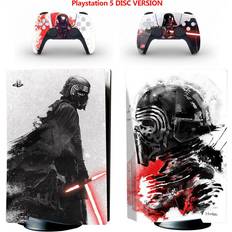 Skin Sticker for PS5 Console Controllers Disc Version Vinyl Cover Star Wars - Black