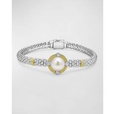 Bracelets Lagos Sterling Silver and 18K Luna Pearl Lux Center with Diamond Rope Bracelet