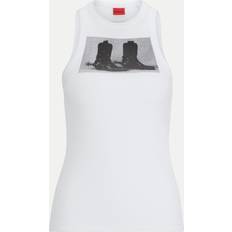 HUGO Boot Print Tank Top - White