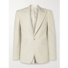 Dressjakker Alexander McQueen Pinstriped Wool and Mohair-Blend Blazer - Neutrals