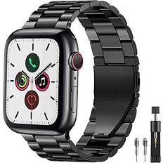 Pugo Top Breathable Stainless Steel Strap for Apple Watch 42/44/45/46/49mm Black