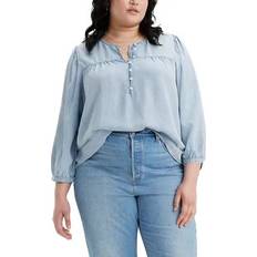 Levi's Women Blouses Levi's Plus Halsey Blouse, Women's, 3XL, Light Blue