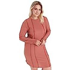 Trendyol Dam Mini Bodycon Slim Plus Klänning, Kanel, Stor