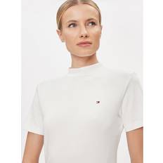 Pullover Tommy Hilfiger Cropped Slim Fit T-Shirt mit Mock-Rollkragen ECRU