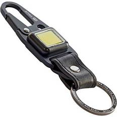 TU918 Rechargeable Light with Keyring Clip, Four Light Modes, Cowhide Leather, Titanium Coated Stainless Steel